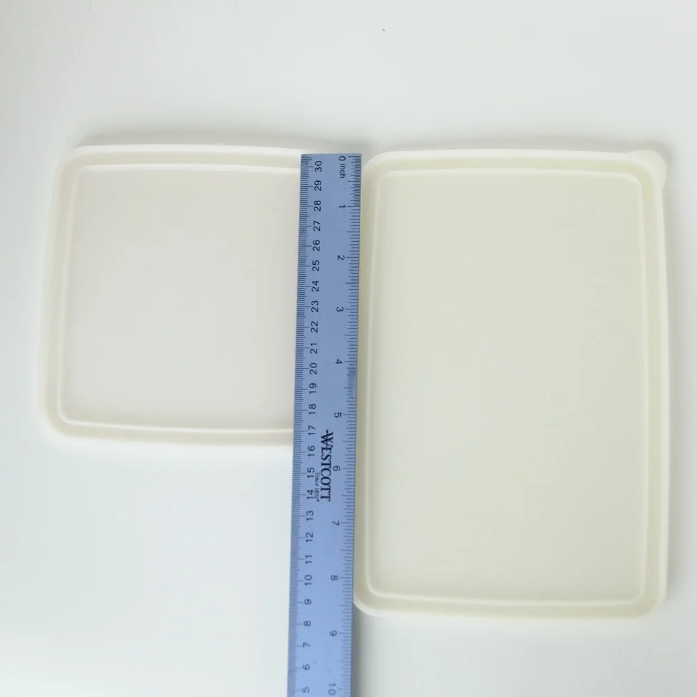 Vintage Tupperware Replacement Lids 3992A 3994A White Rectangular Square Seals
